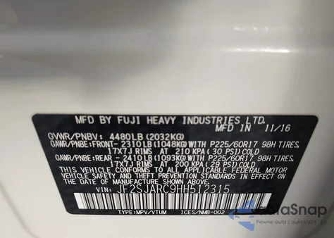 2017 Subaru Forester 2.5I Limited из США, поврежденный, VIN JF2SJARC9HH512315